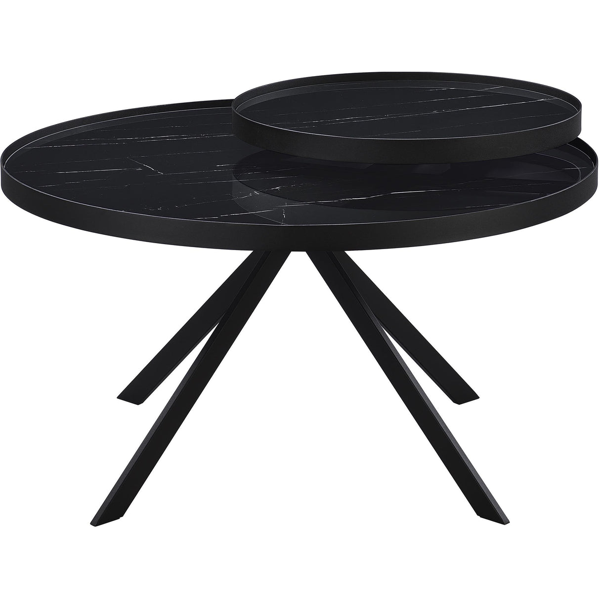 Coaster Furniture Briggs 706268 Round Marble Printed Glass Top Coffee Table - Black IMAGE 5