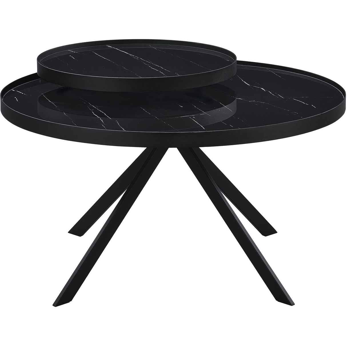 Coaster Furniture Briggs 706268 Round Marble Printed Glass Top Coffee Table - Black IMAGE 9