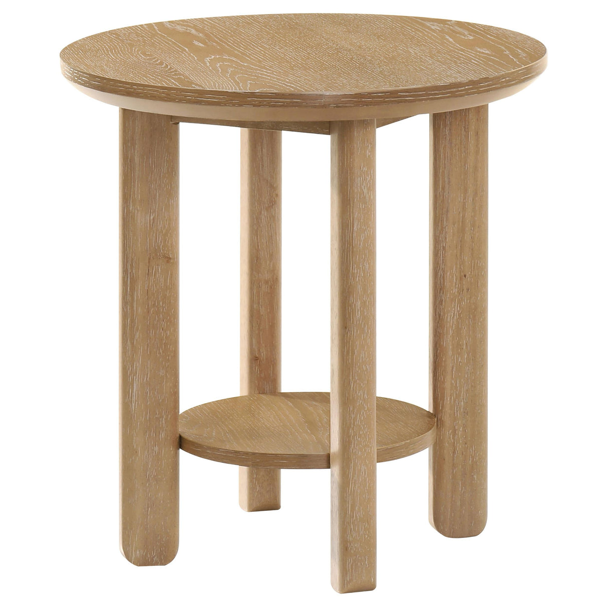 Coaster Furniture Ottowa 706297 Round Wood End Table with Shelf - Light Oak IMAGE 4
