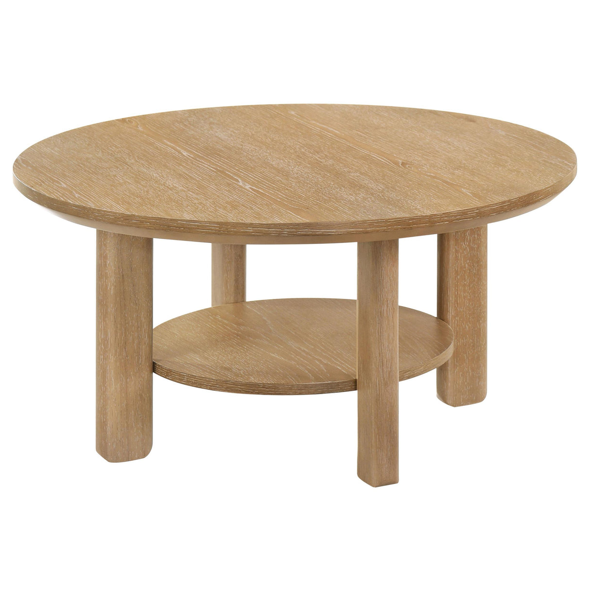 Coaster Furniture Ottowa 706298 36-inch Round Wood Coffee Table - Light Oak IMAGE 2