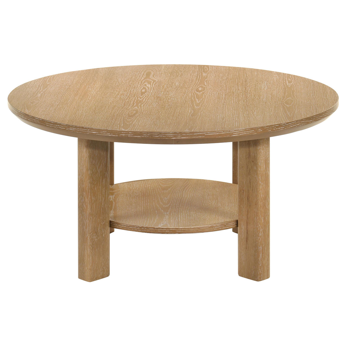 Coaster Furniture Ottowa 706298 36-inch Round Wood Coffee Table - Light Oak IMAGE 4