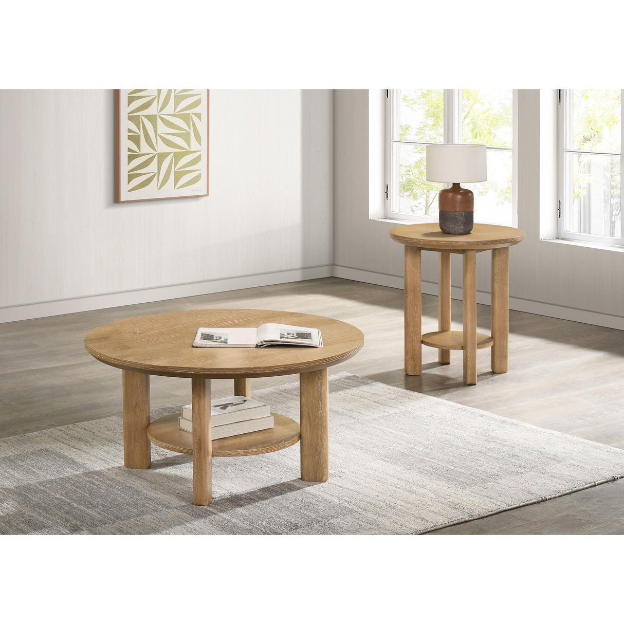 Coaster Furniture Ottowa 706298 36-inch Round Wood Coffee Table - Light Oak IMAGE 6