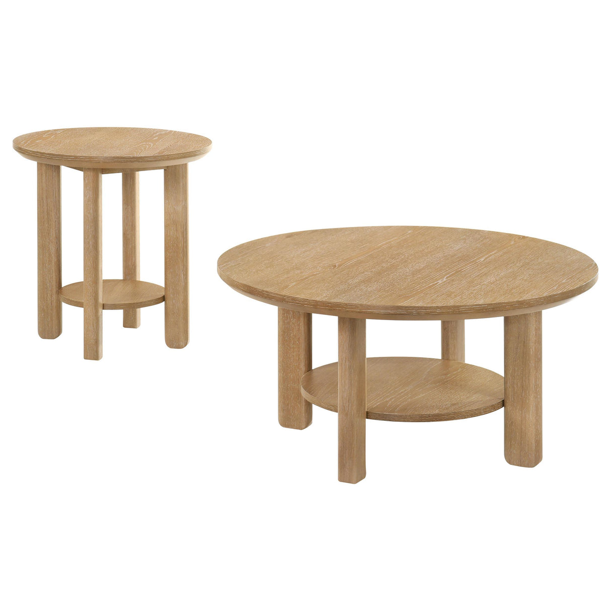 Coaster Furniture Ottowa 706298-S2 2-piece Round Wood Coffee Table Set - Light Oak IMAGE 1