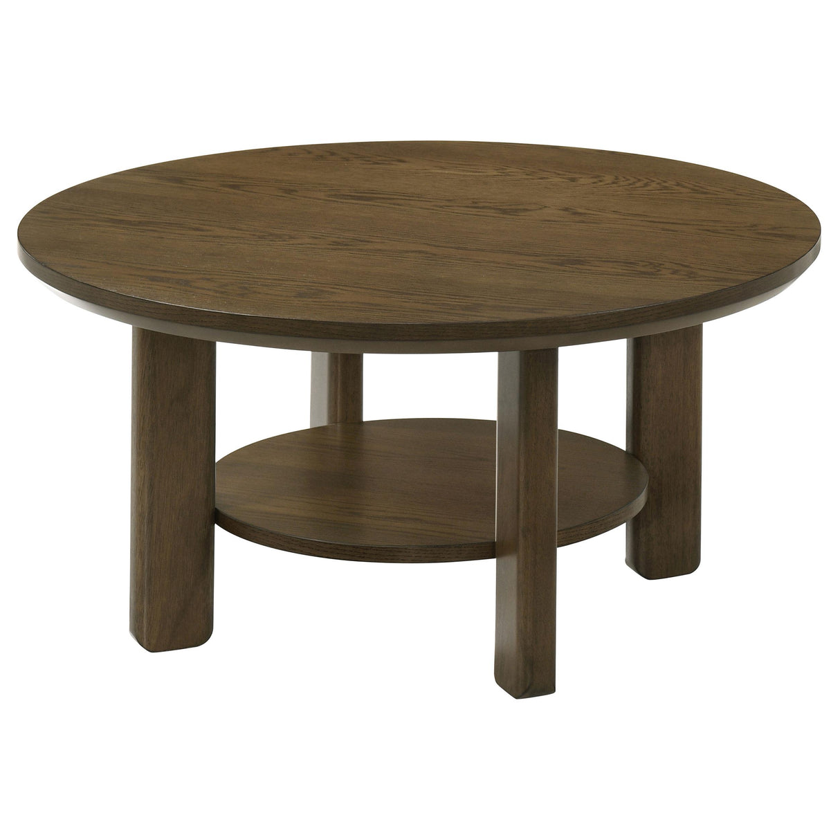 Coaster Furniture Ottowa 706308 35-inch Round Wood Coffee Table - Brown IMAGE 1