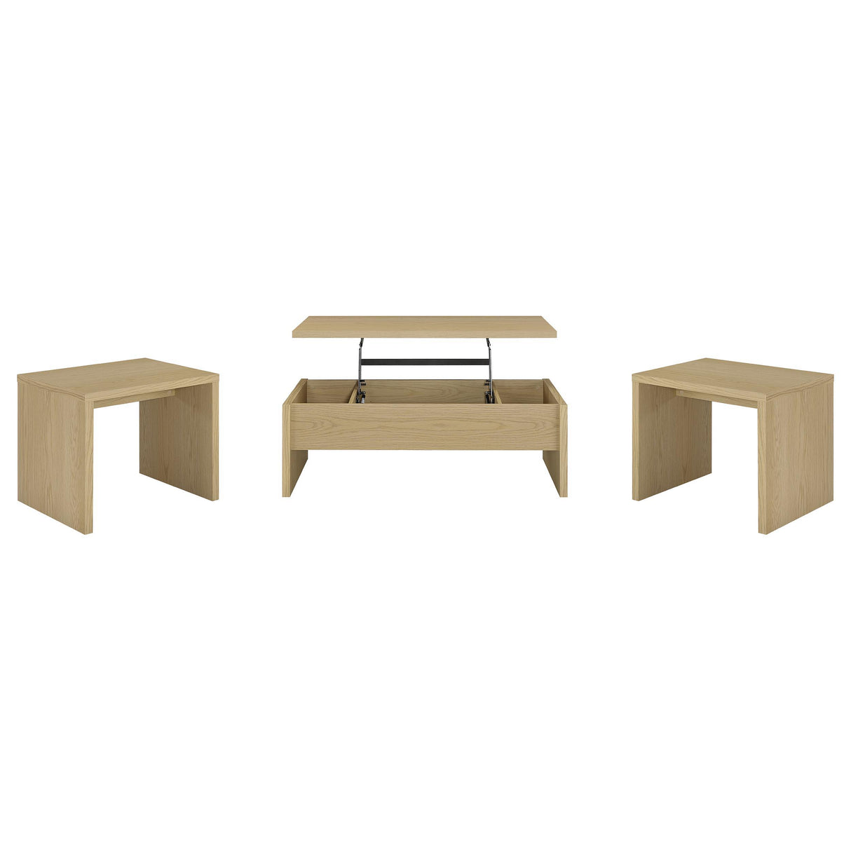 Coaster Furniture Canoga 706348-S3 3-piece Lift Top Cocktail Coffee Table Set - Light Oak IMAGE 1