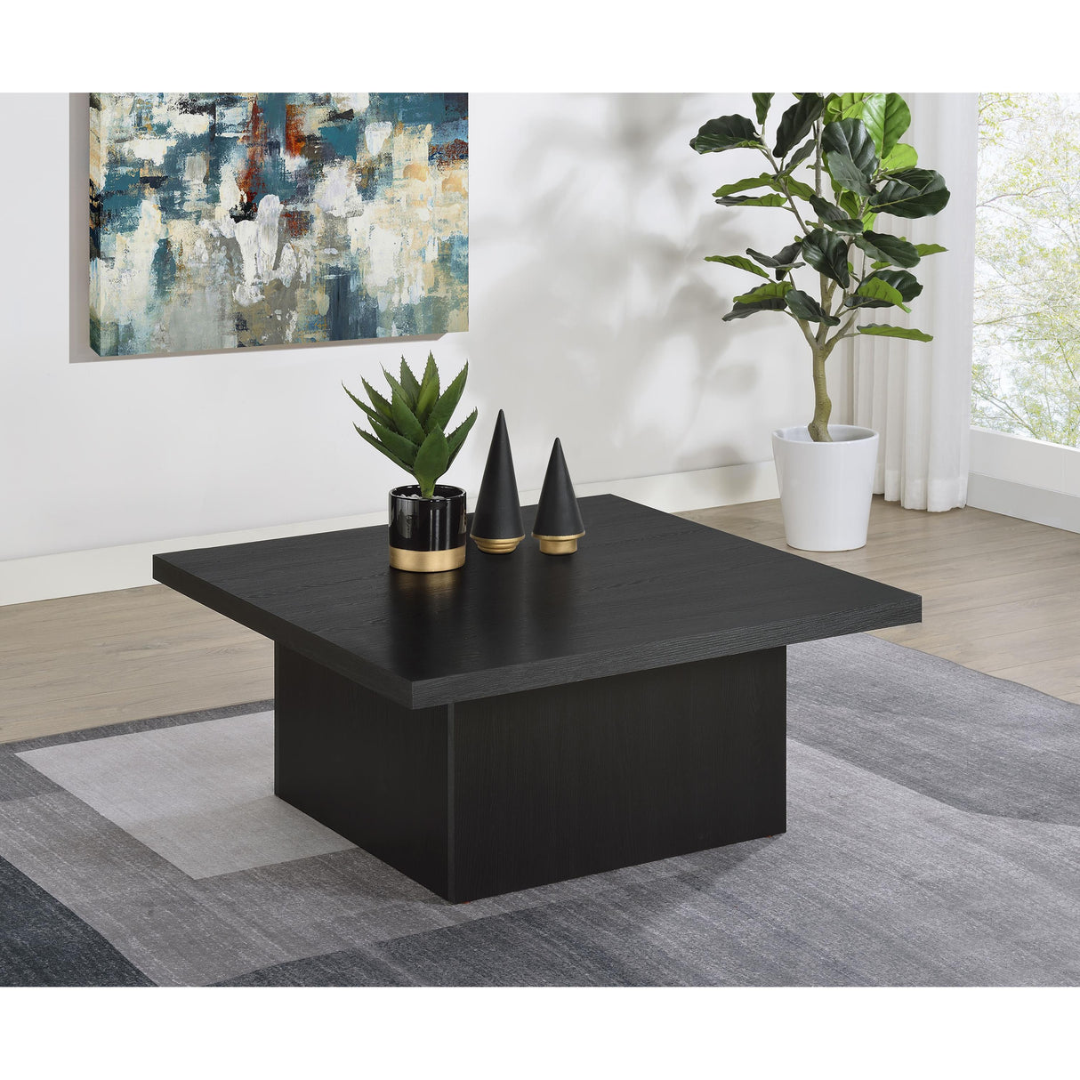 Coaster Furniture Devar 706408 Square Engineered Wood Coffee Table - Black IMAGE 4