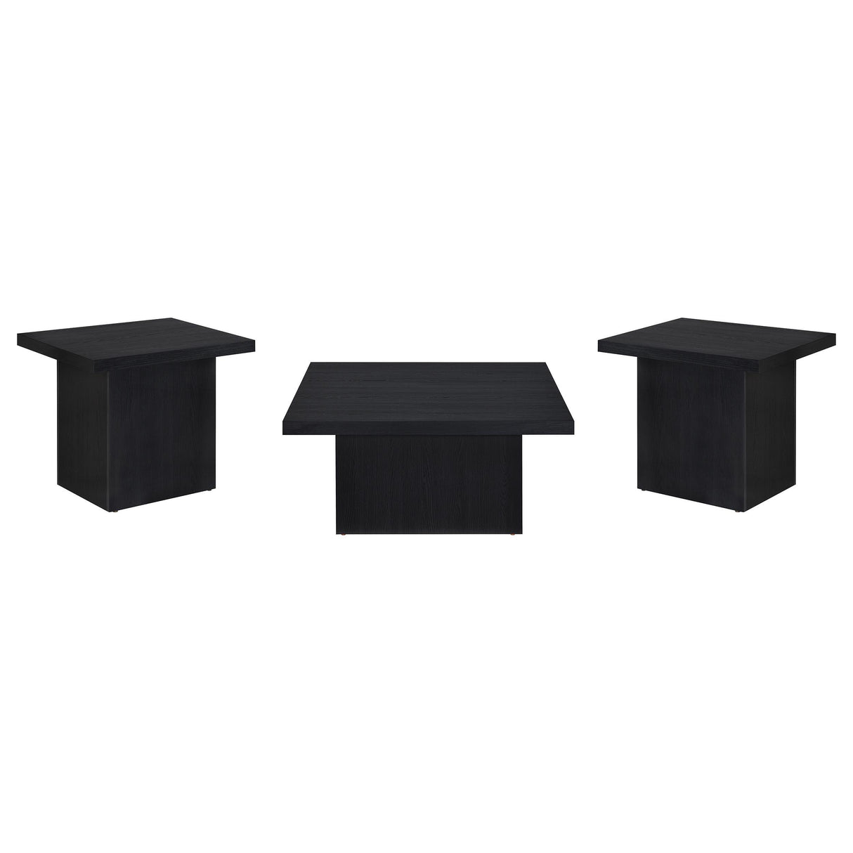 Coaster Furniture Devar 706408-S3 3-piece Square Cocktail Coffee End Table Set - Black IMAGE 1
