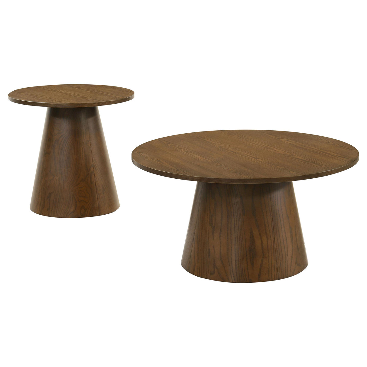 Coaster Furniture Franklin 706438-S2 2-piece Round Pedestal Coffee Table Set - Dark Brown IMAGE 1
