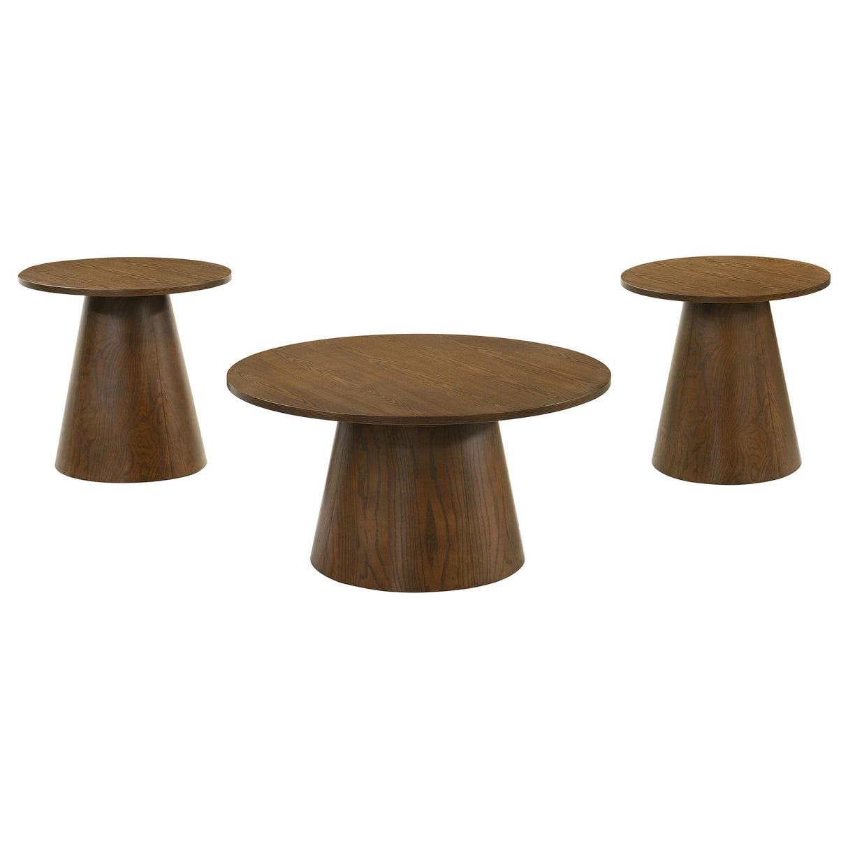 Coaster Furniture Franklin 706438-S3 3-piece Round Pedestal Coffee Table Set - Dark Brown IMAGE 1