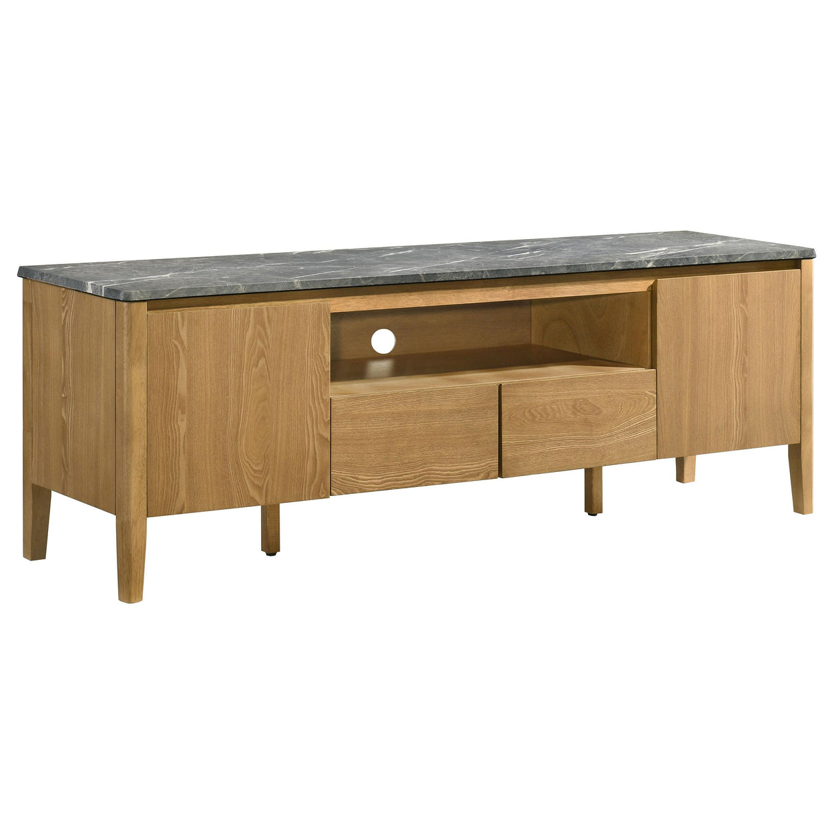 Coaster Furniture Bradley 706442 63-inch 2-Door SmartTop TV Stand - Grey/Natural IMAGE 1