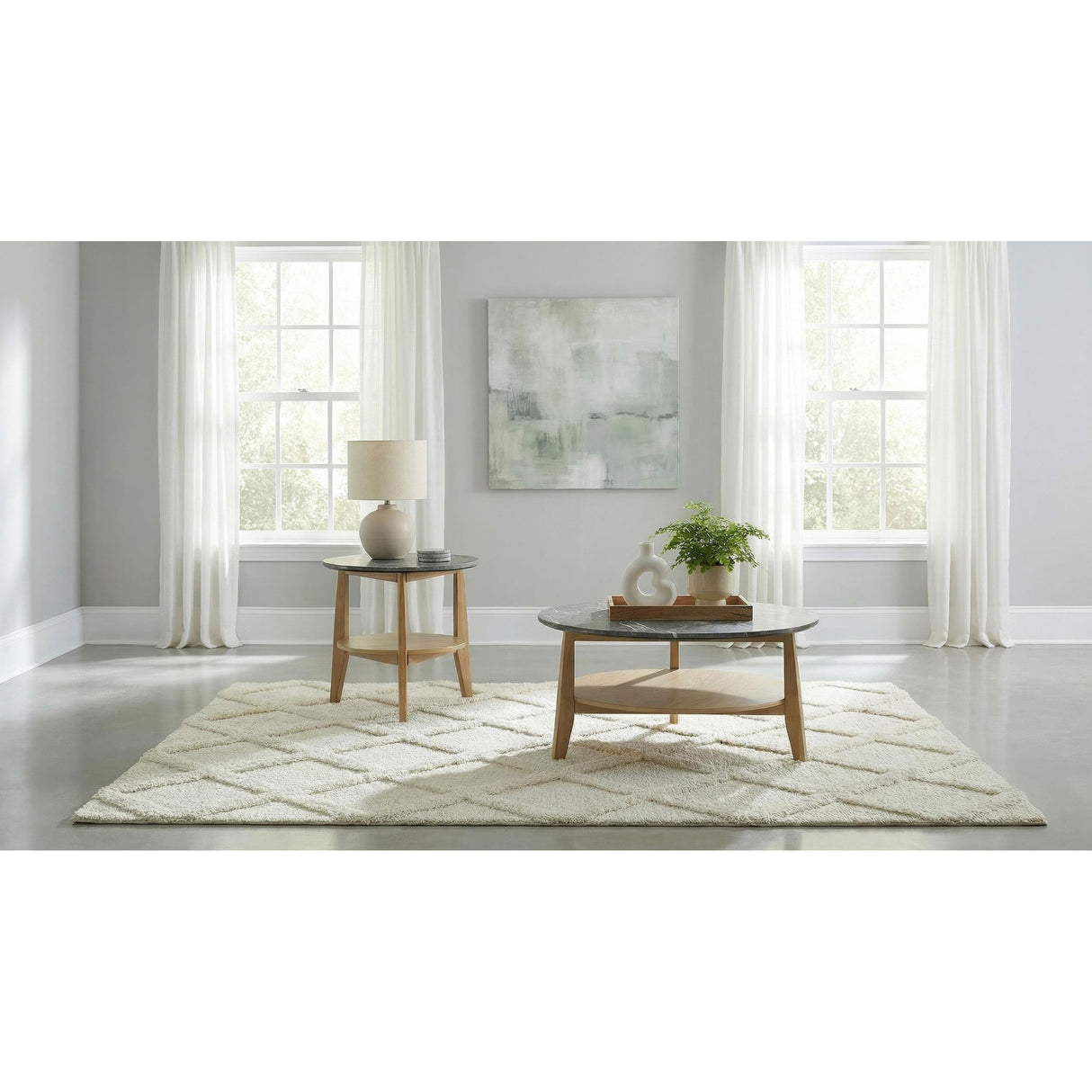 Coaster Furniture Bradley 706447 Round SmartTop Side Table - Grey/Natural IMAGE 10