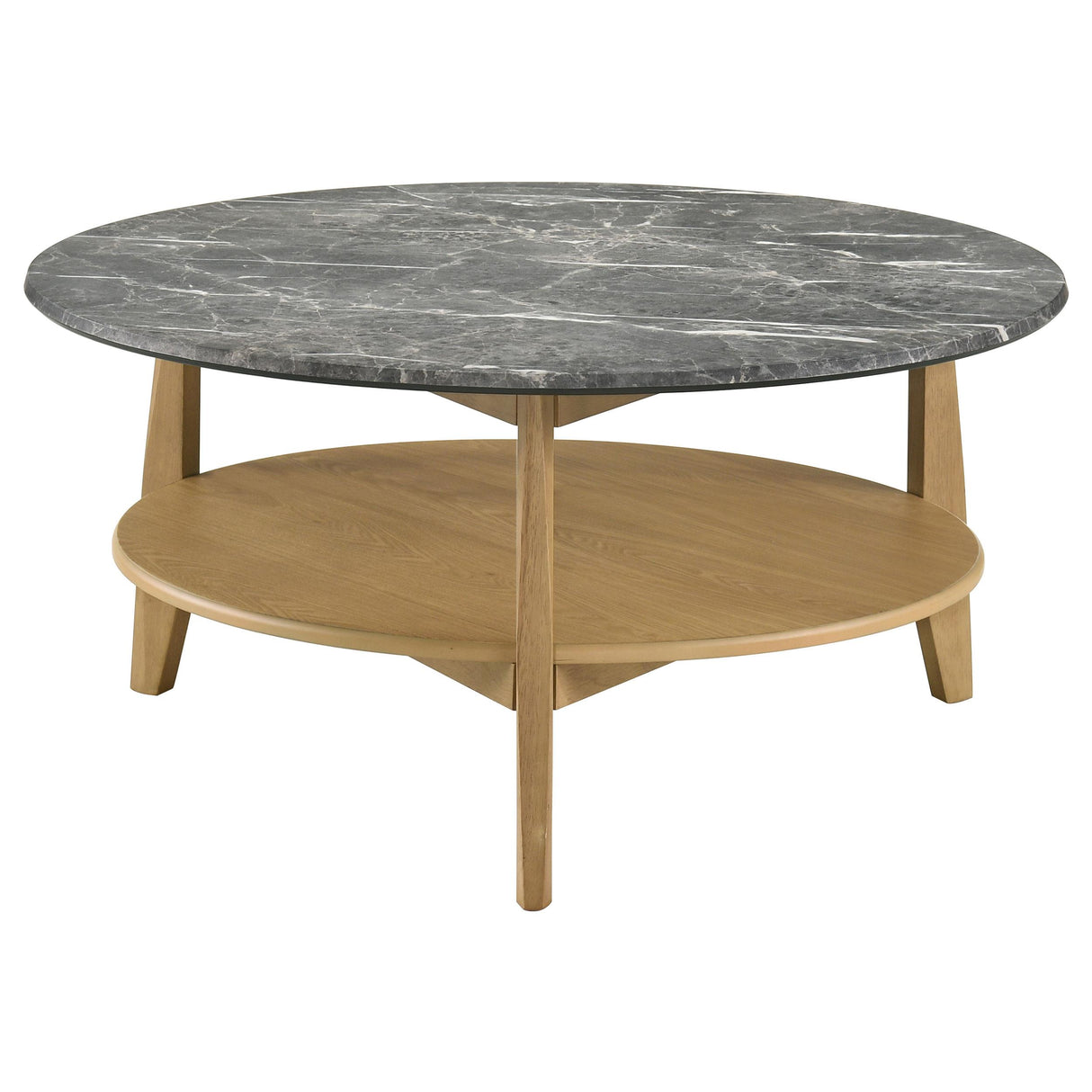Coaster Furniture Bradley 706448 Round SmartTop Coffee Table - Grey/Natural IMAGE 7