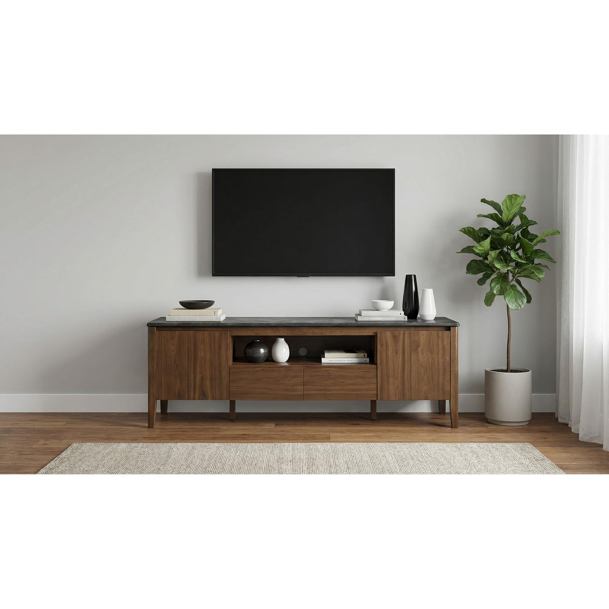 Coaster Furniture Bradley 706452 63-inch 2-Door SmartTop TV Stand Smokey and Brown - Smokey Grey/Brown IMAGE 4