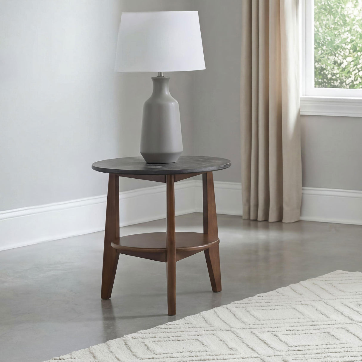 Coaster Furniture Bradley 706457 Round SmartTop Side Table - Smokey Grey/Dark Brown IMAGE 4