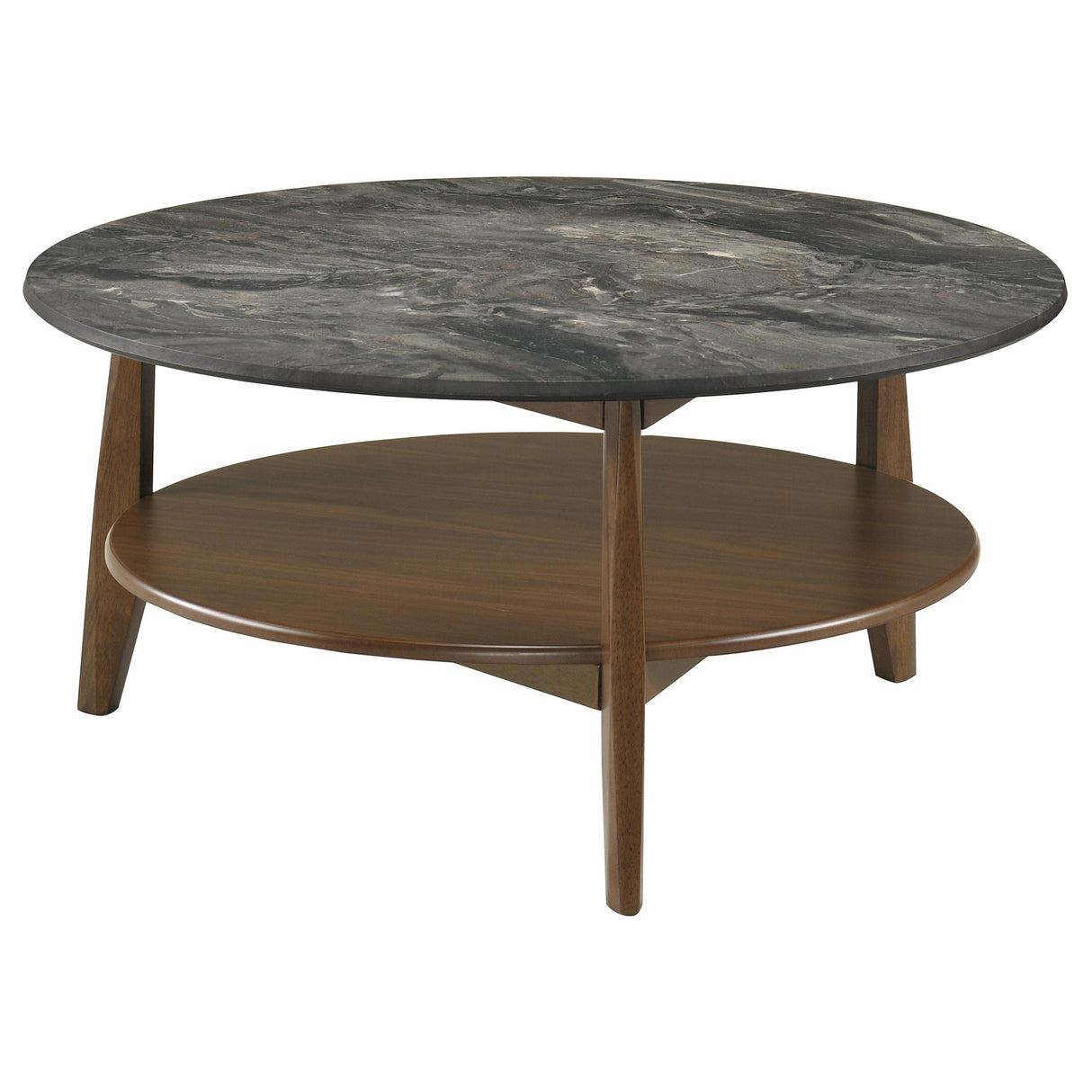 Coaster Furniture Bradley 706458 Round SmartTop Coffee Table - Smokey Grey/Brown IMAGE 2