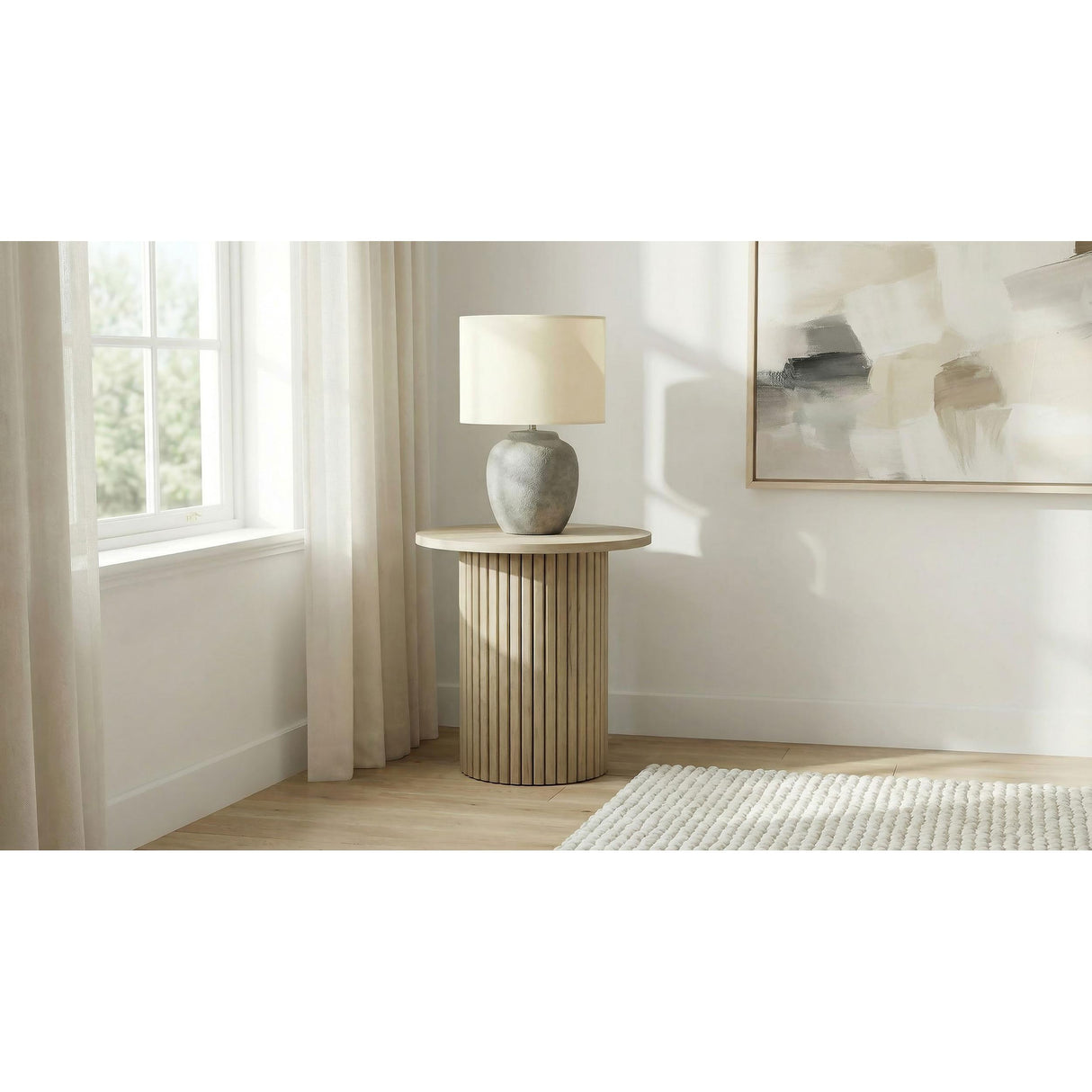 Coaster Furniture Hamlyn 706497 Round Fluted Occasional End Table - Natural Oak IMAGE 3