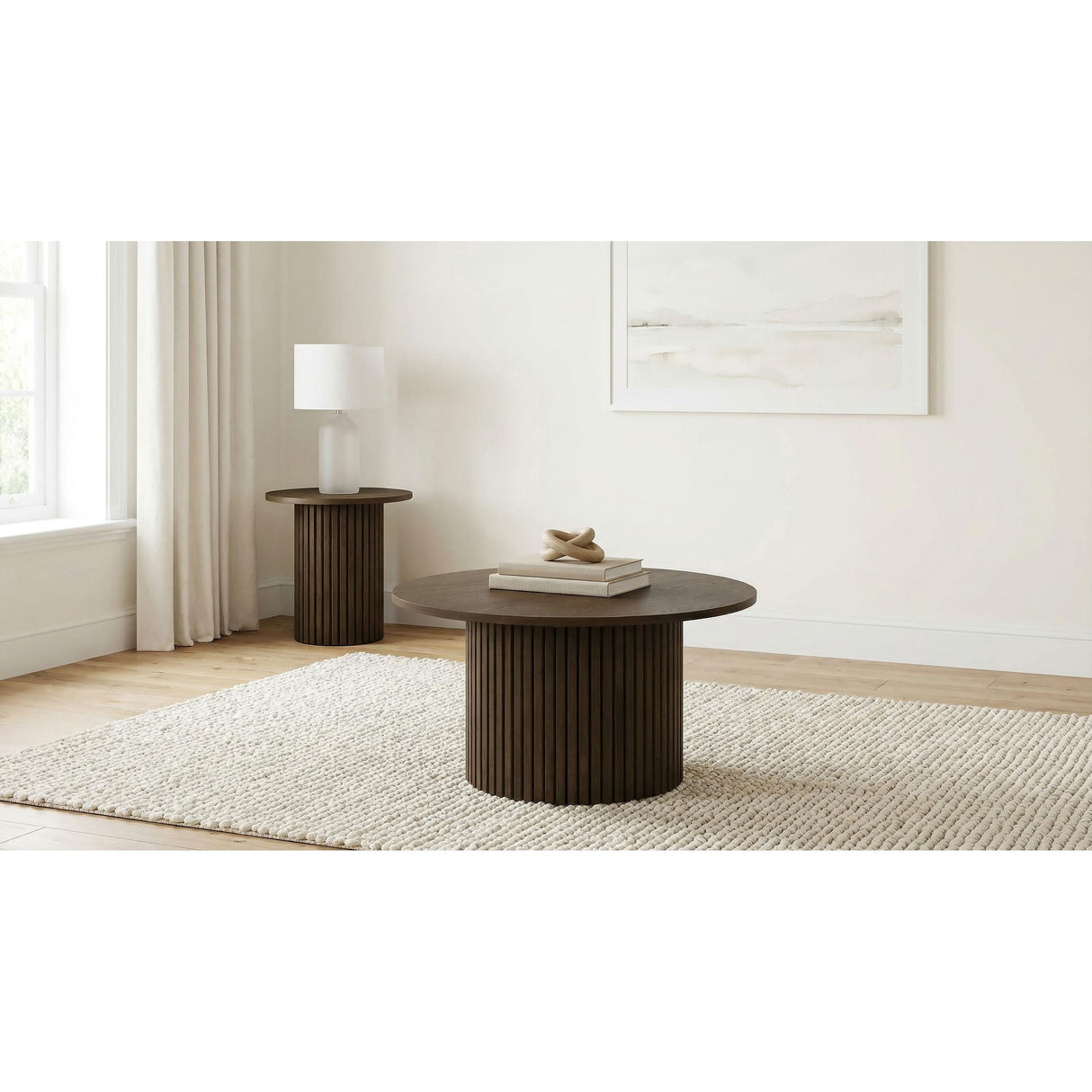 Coaster Furniture Hamlyn 706517 Round Fluted Occasional End Table - Walnut IMAGE 6