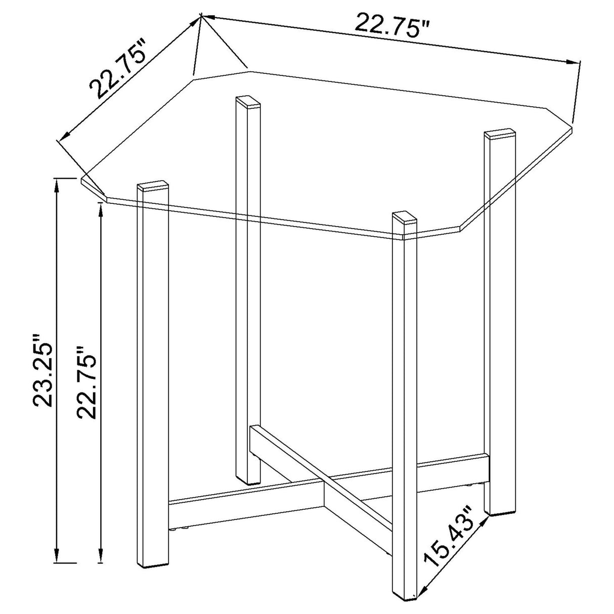 Coaster Furniture Cronin 706567 Square Tempered Glass Top End Table - Chrome IMAGE 6