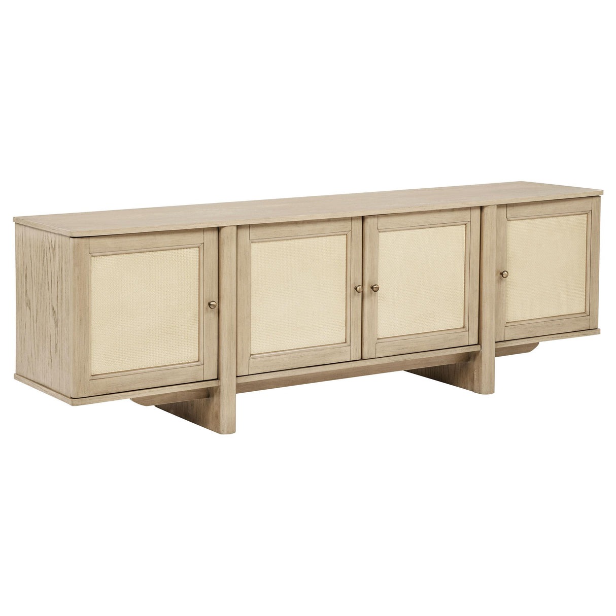 Coaster Furniture Kailani 706583 79-inch 4-door Cane TV Stand Media Console - Beige Oak IMAGE 1