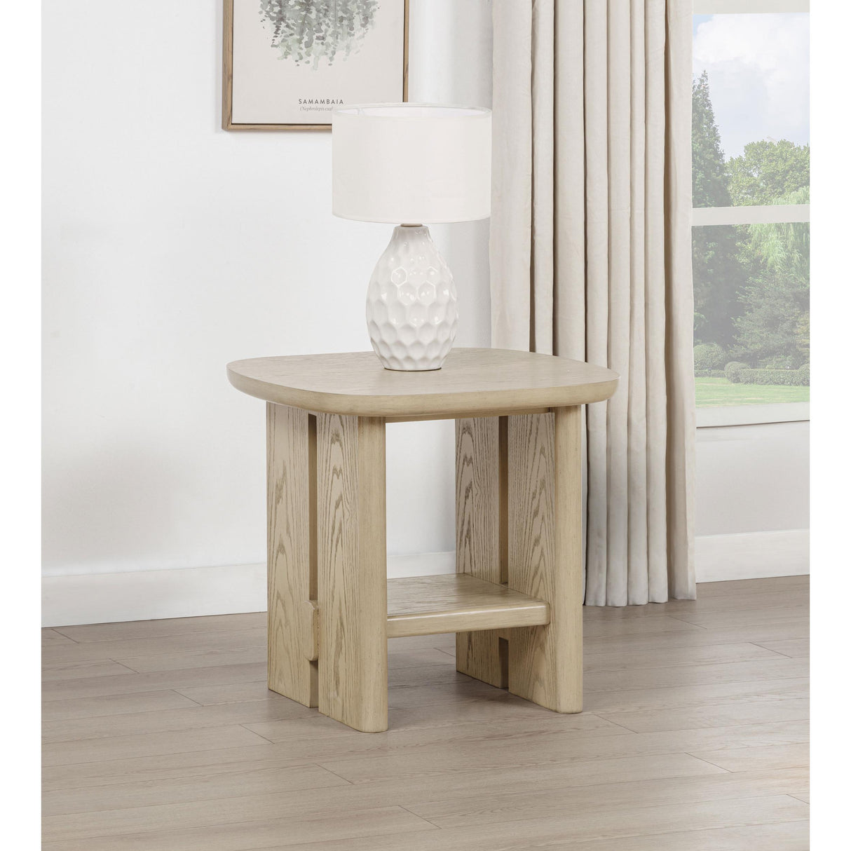 Coaster Furniture Kailani 706587 Coastal Square Side Table with Shelf - Beige Oak IMAGE 4