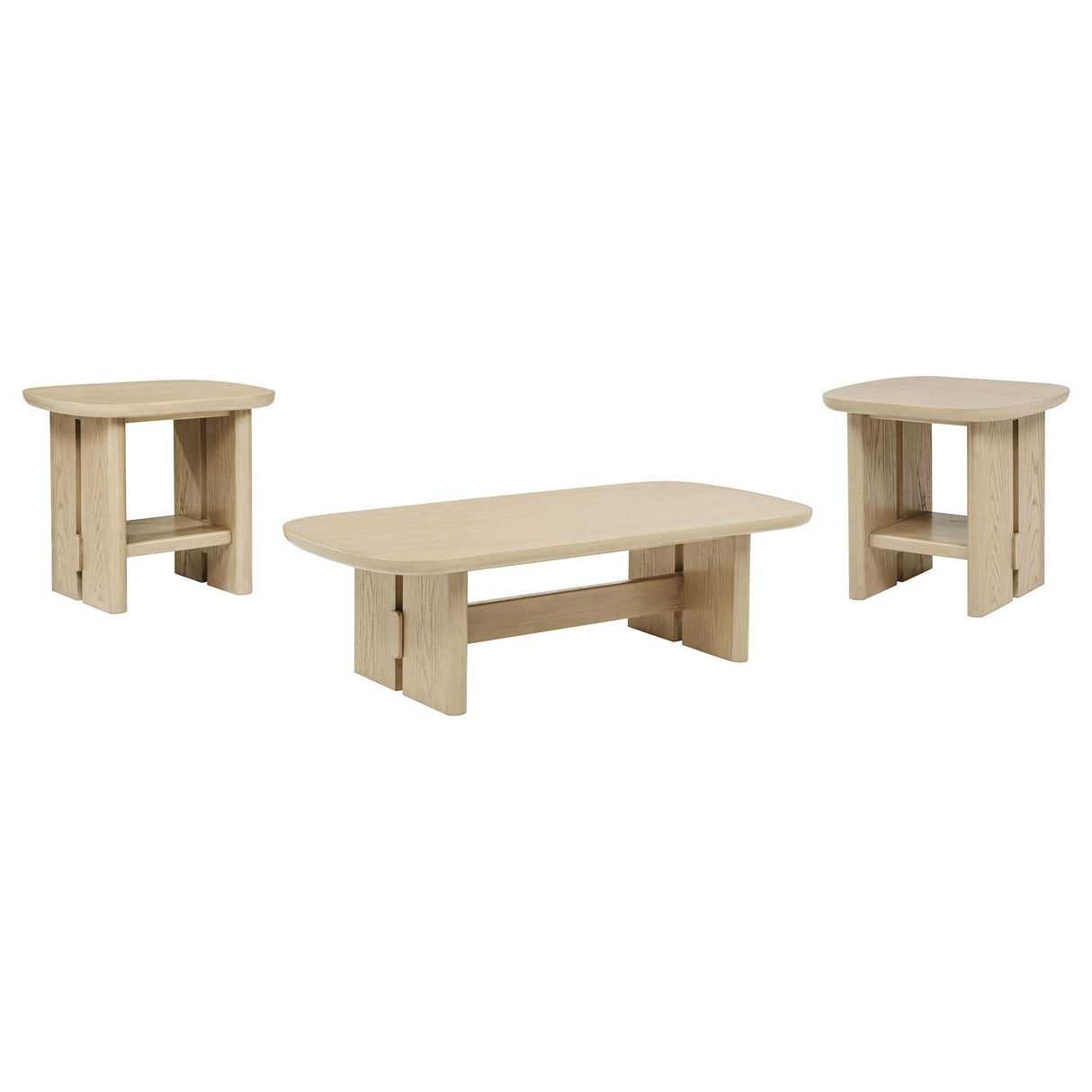 Coaster Furniture Kailani 706588-S3 3-piece Coastal Coffee and End Table Set - Beige Oak IMAGE 1