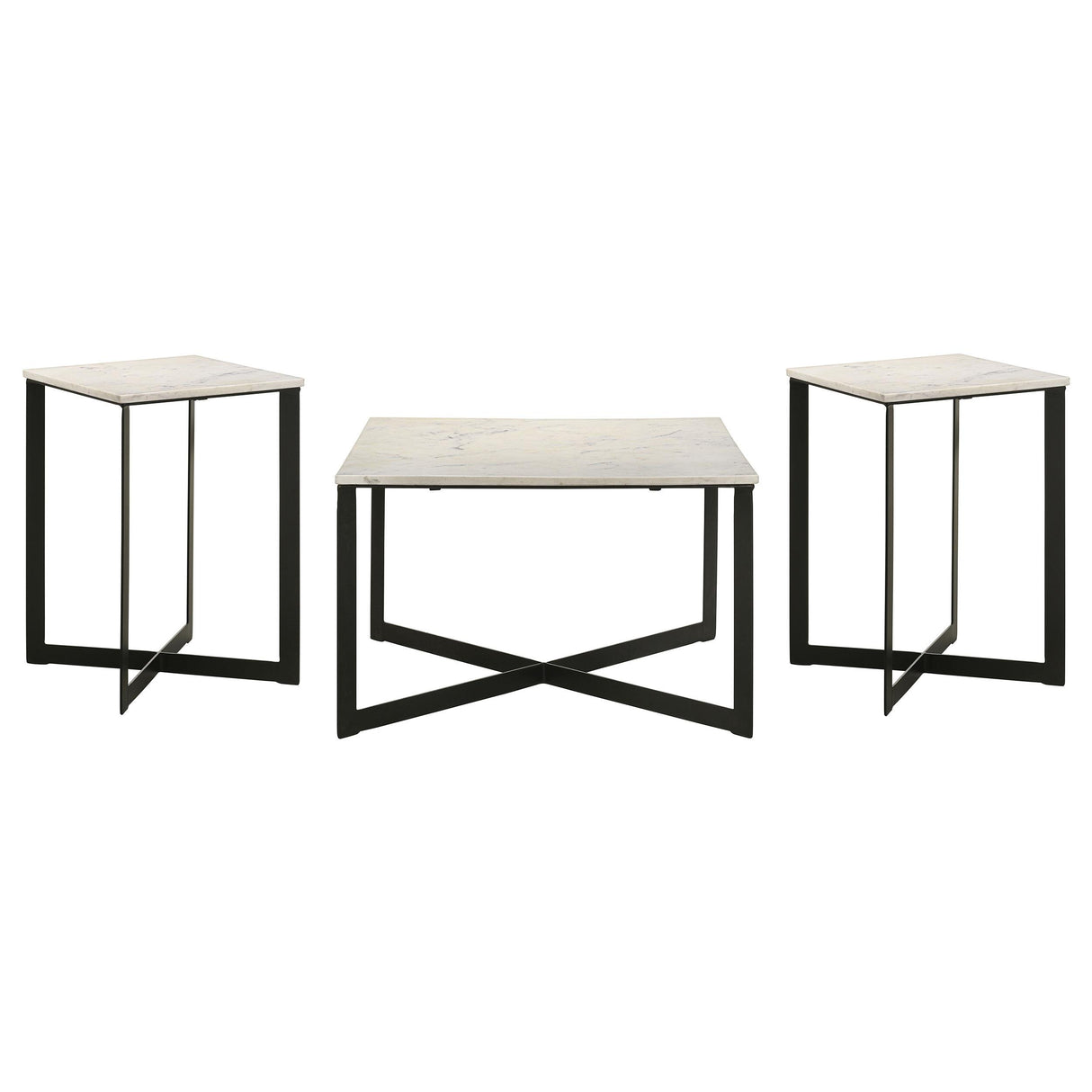 Coaster Furniture Tobin 707698-S3 3-piece Marble Top Coffee and End Table Set - White IMAGE 1