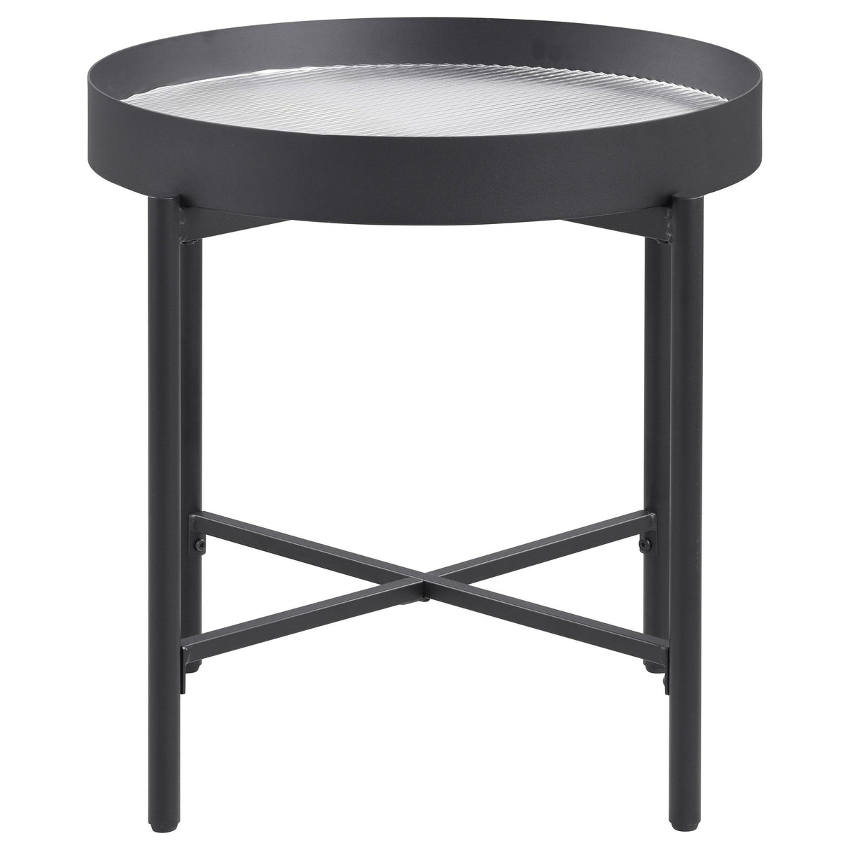 Coaster Furniture Ozella 707897 Round Side Table with Recessed Top - Sandy Black IMAGE 1