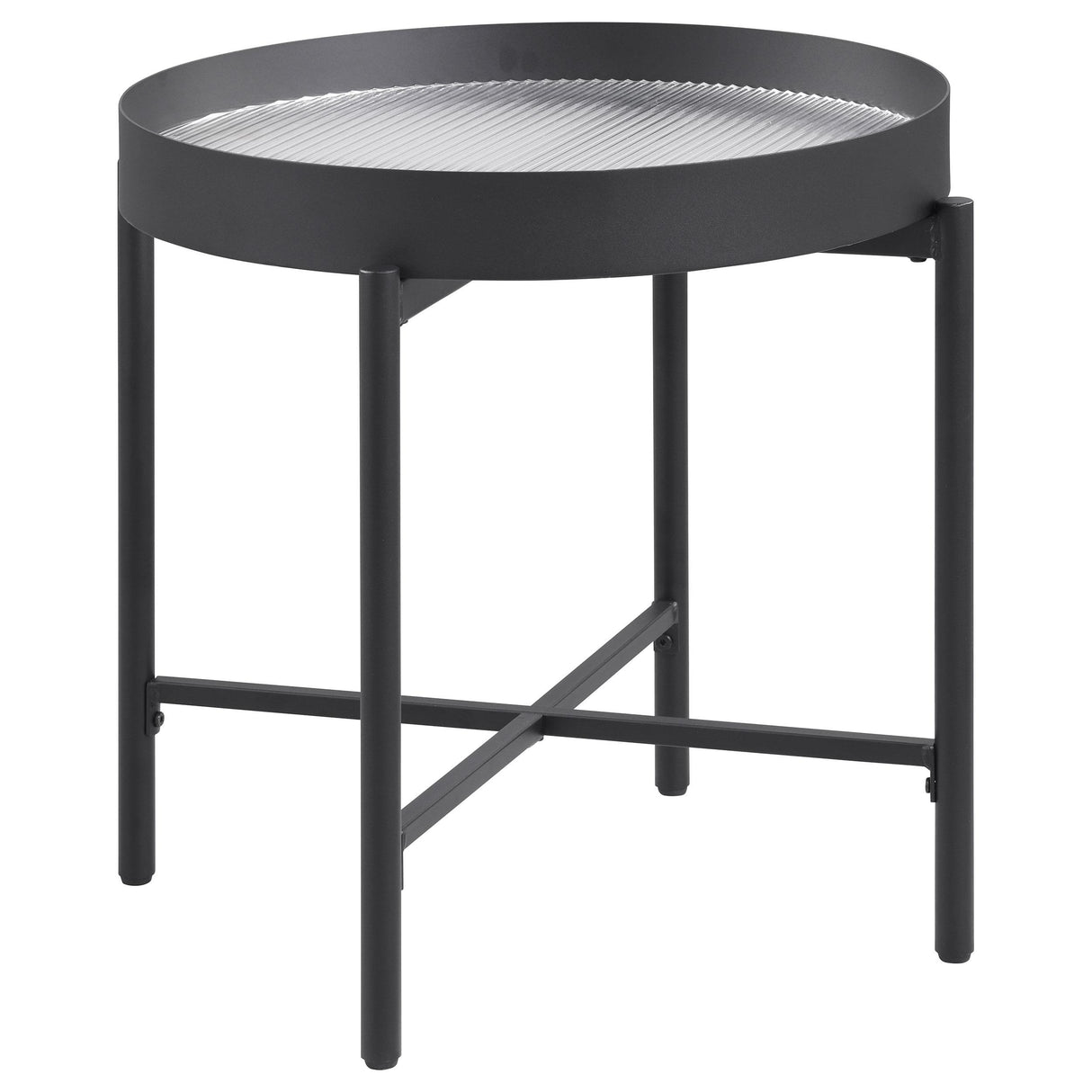 Coaster Furniture Ozella 707897 Round Side Table with Recessed Top - Sandy Black IMAGE 2