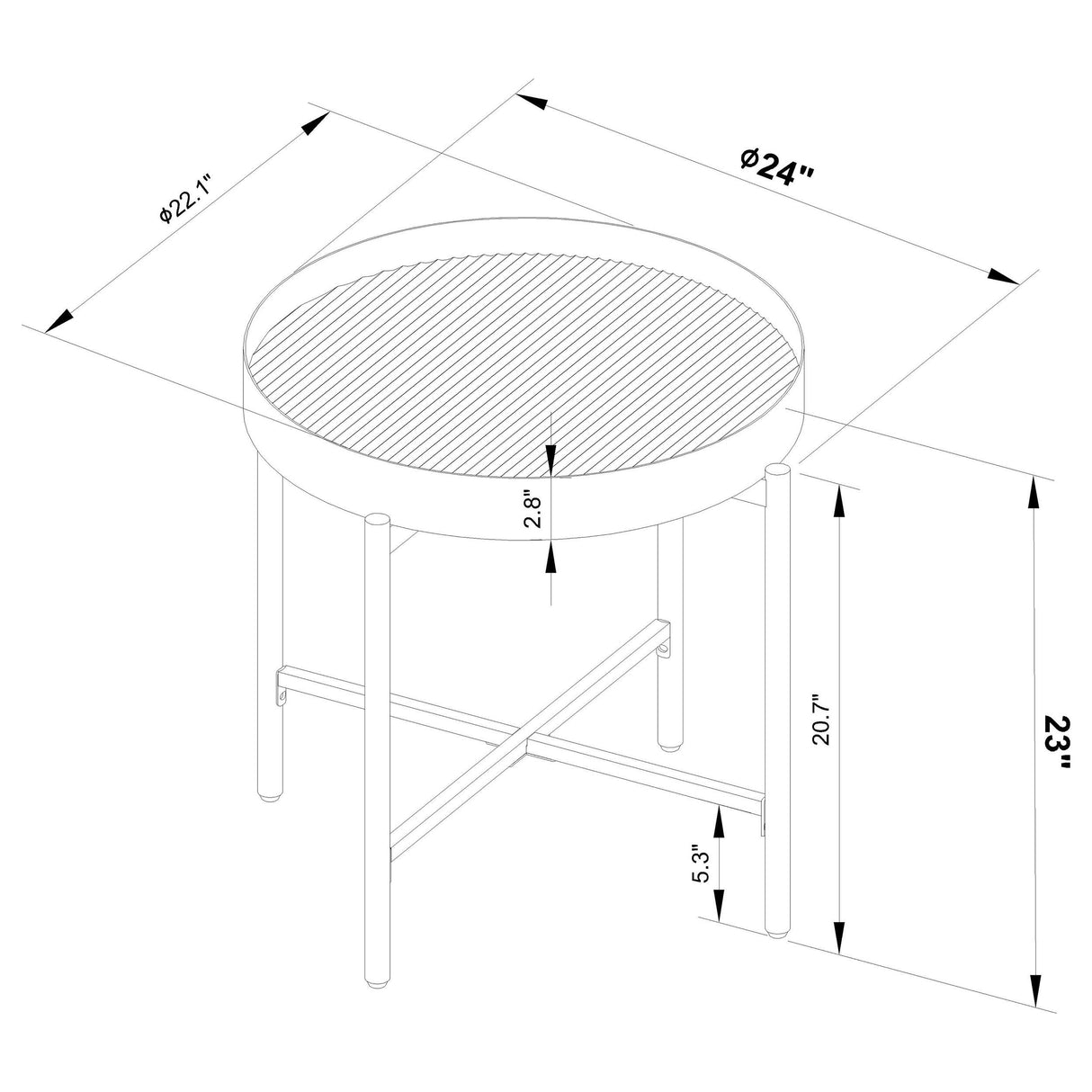 Coaster Furniture Ozella 707897 Round Side Table with Recessed Top - Sandy Black IMAGE 3