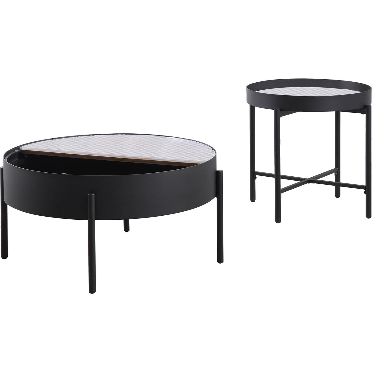 Coaster Furniture Ozella 707898-S2 2-piece Round Coffee and End Table Set - Sandy Black IMAGE 6