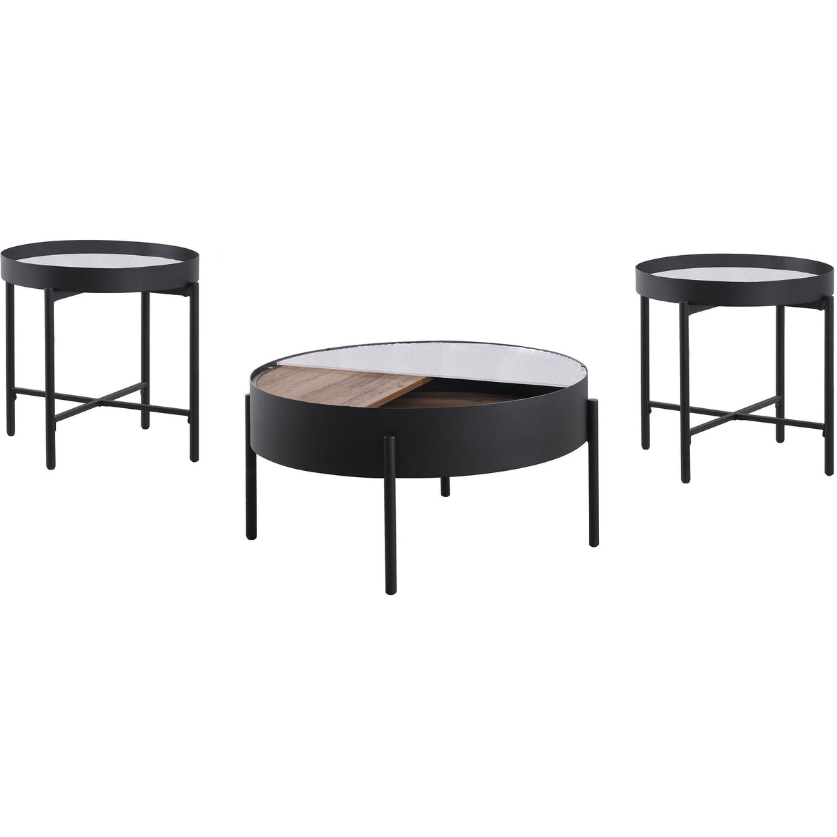 Coaster Furniture Ozella 707898-S3 3-piece Round Coffee and End Table Set - Sandy Black IMAGE 5