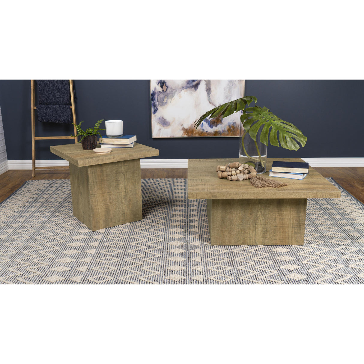 Coaster Furniture Devar 708068-S2 2-piece Square Coffee and End Table Set - Mango IMAGE 2