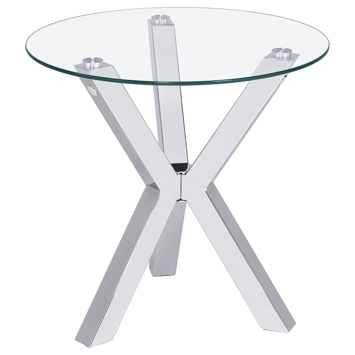 Coaster Furniture Kenzie 708127 Round Tempered Glass Top Side Table - Chrome IMAGE 2