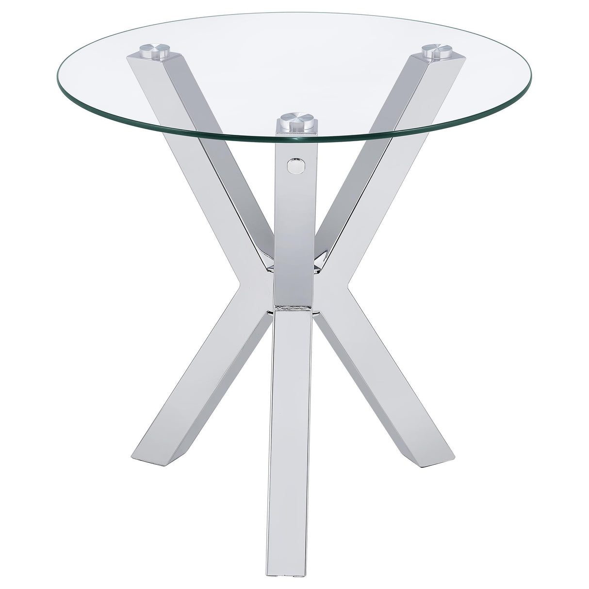 Coaster Furniture Kenzie 708127 Round Tempered Glass Top Side Table - Chrome IMAGE 4