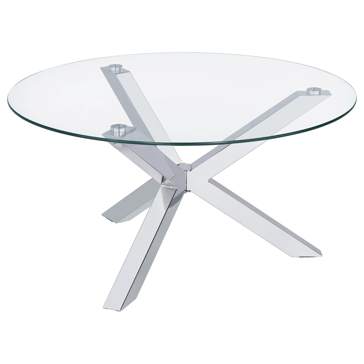 Coaster Furniture Kenzie 708128 Round Tempered Glass Top Coffee Table - Chrome IMAGE 2