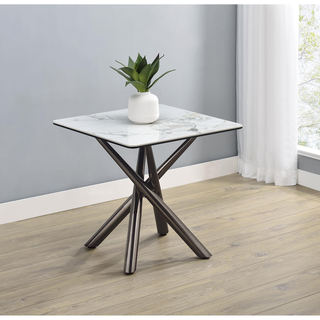 Coaster Furniture Carvell 708137 Square Sintered Stone Side Table Mirage - White IMAGE 5