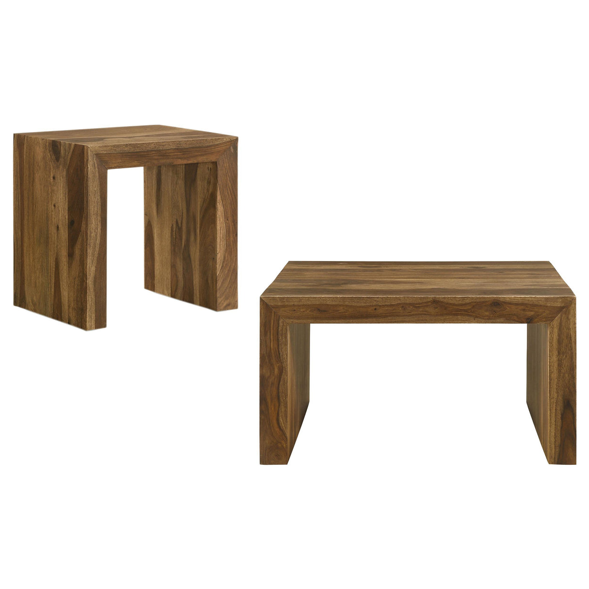 Coaster Furniture Odilia 708418-S2 2-piece Solid Wood Coffee and End Table Set - Auburn IMAGE 1