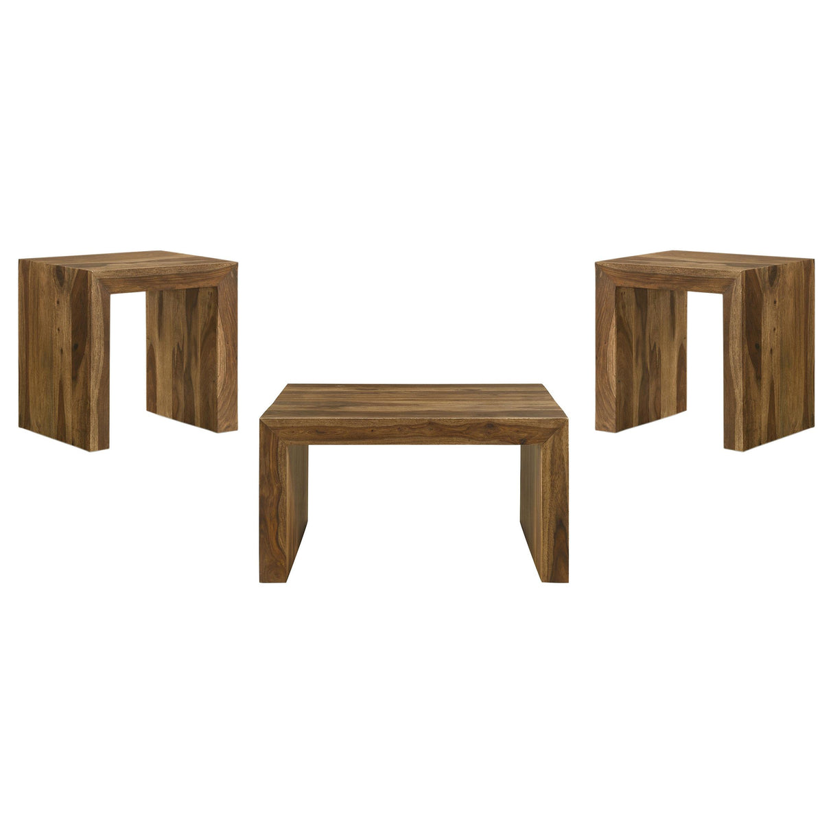 Coaster Furniture Odilia 708418-S3 3-piece Solid Wood Coffee and End Table Set - Auburn IMAGE 1