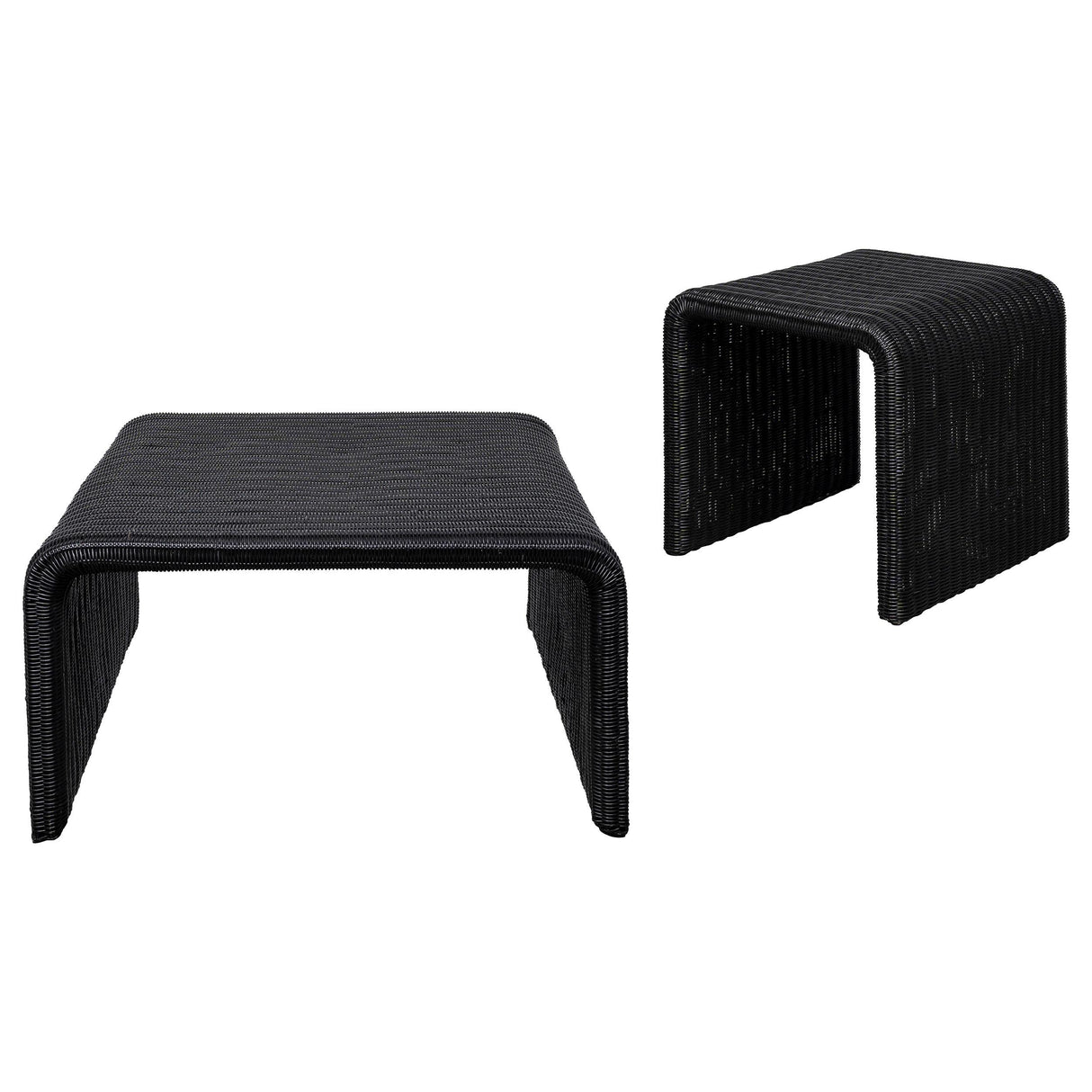 Coaster Furniture Cahya 708518-S2 2-piece Rattan Coffee and End Table Set - Black IMAGE 1