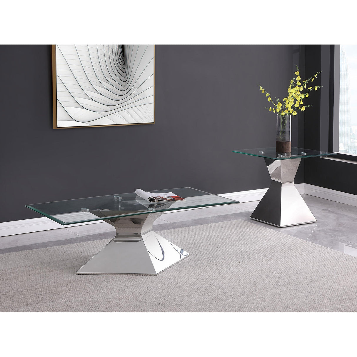 Coaster Furniture Jenny 710208-S2 2-piece Rectangular Coffee and End Table Set - Chrome IMAGE 4