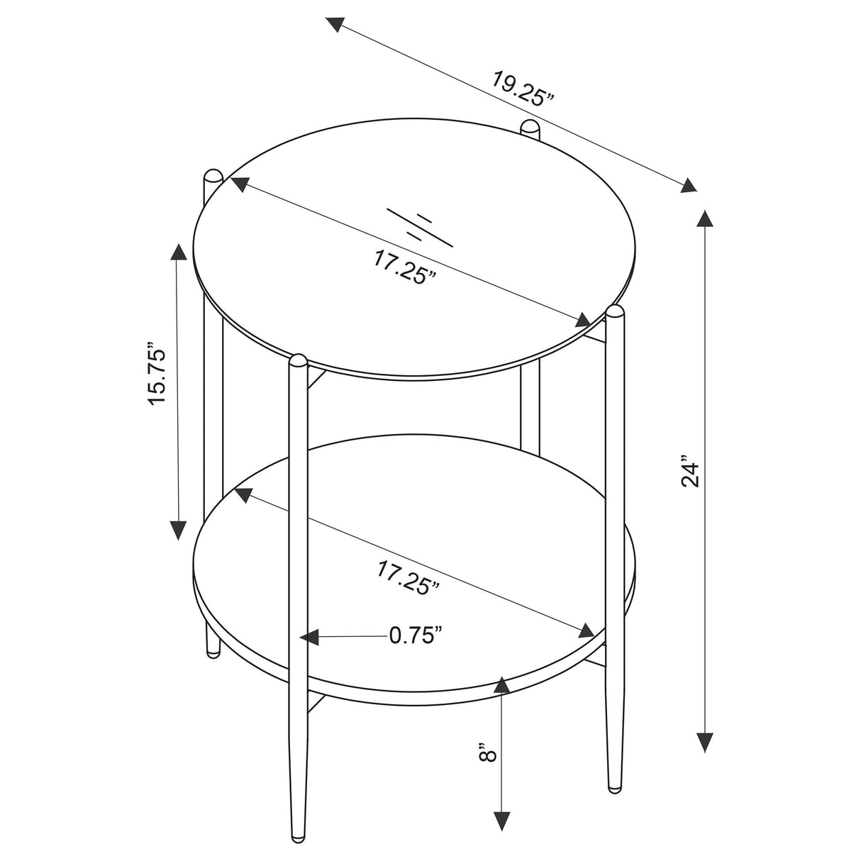 Coaster Furniture Jonelle 710338-S2 2-piece Round Coffee and End Table Set - Gold IMAGE 5