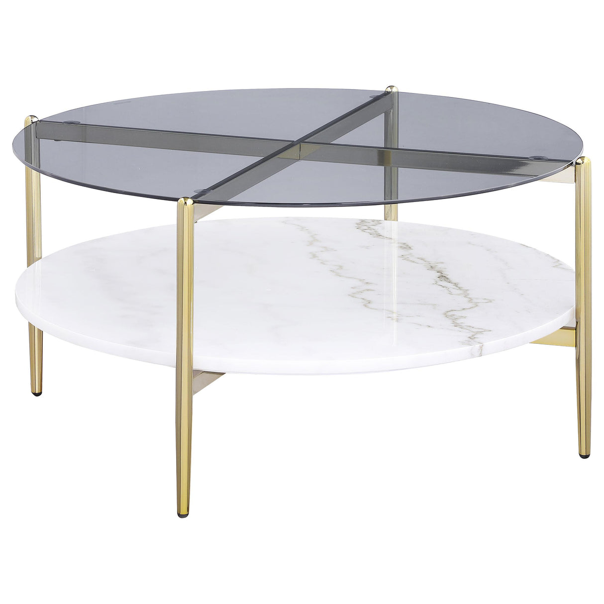 Coaster Furniture Jonelle 710338-S3 3-piece Round Coffee and End Table Set - Gold IMAGE 4