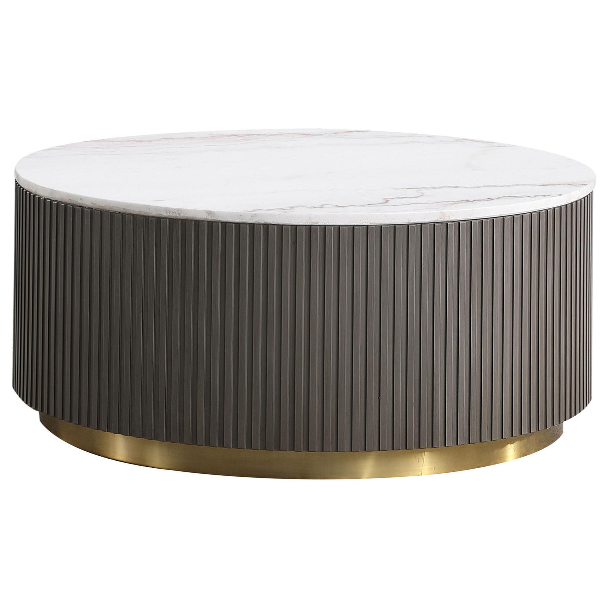 Coaster Furniture Jason 710418-S3 3-piece Round White Marble Coffee Table Set - Charcoal IMAGE 4