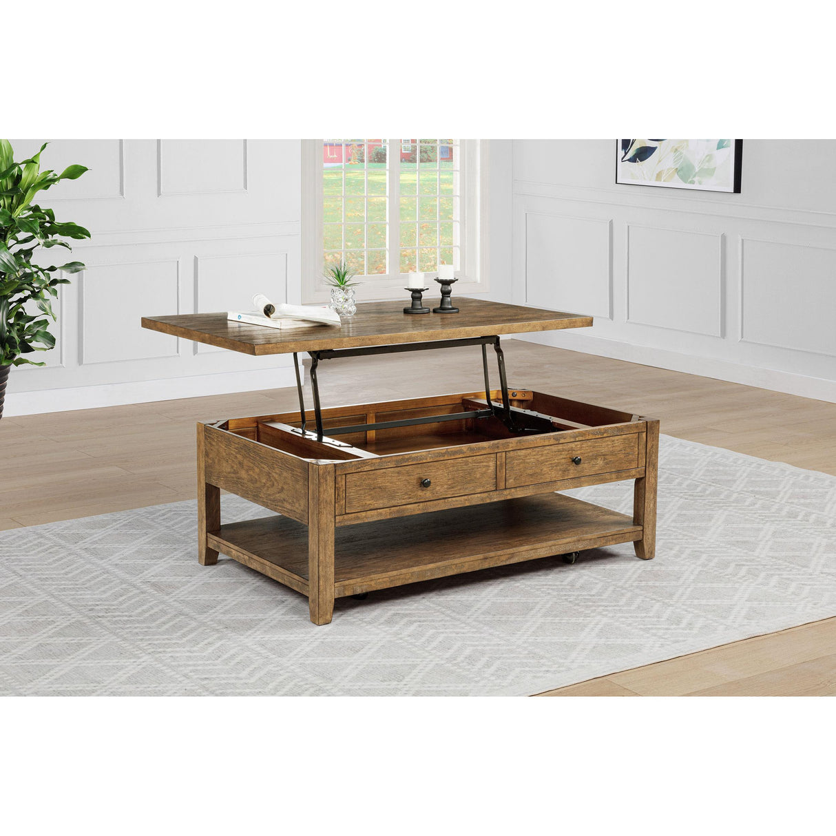 Coaster Furniture Payne 710545 48-inch Mobile Lift Top Coffee Table - Distressed Brown IMAGE 7