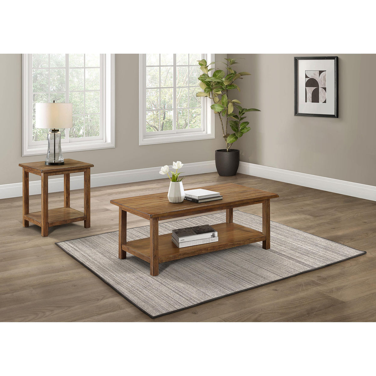 Coaster Furniture Payne 710548-S2A 2-piece Coffee and End Table Set - Distressed Brown IMAGE 2