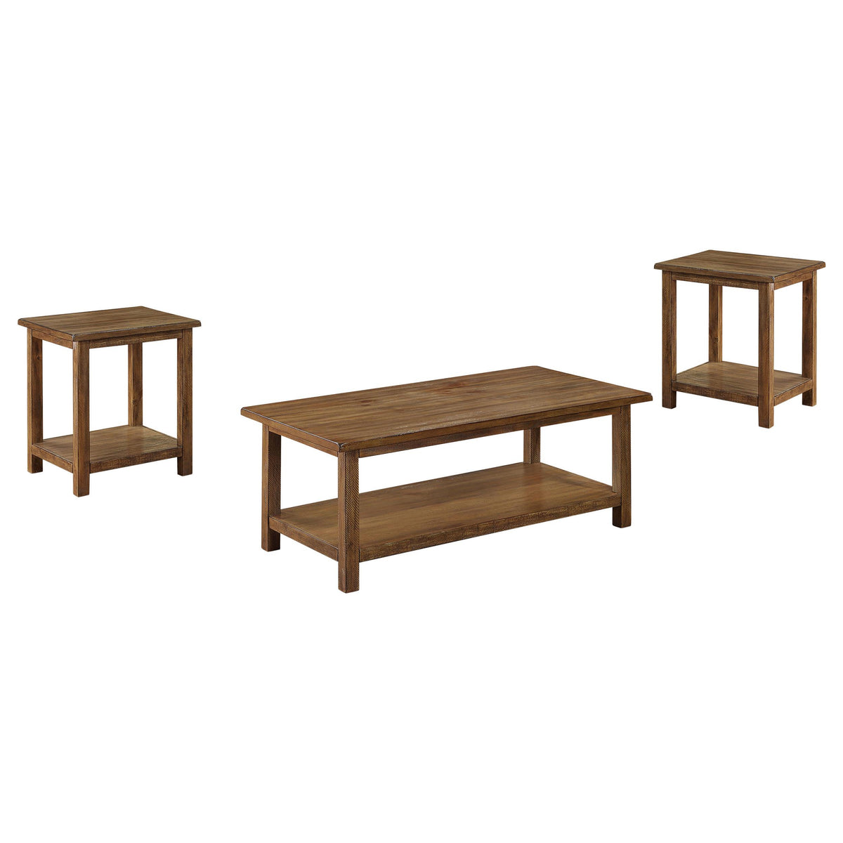Coaster Furniture Payne 710548-S3A 3-piece Coffee and End Table Set - Distressed Brown IMAGE 1