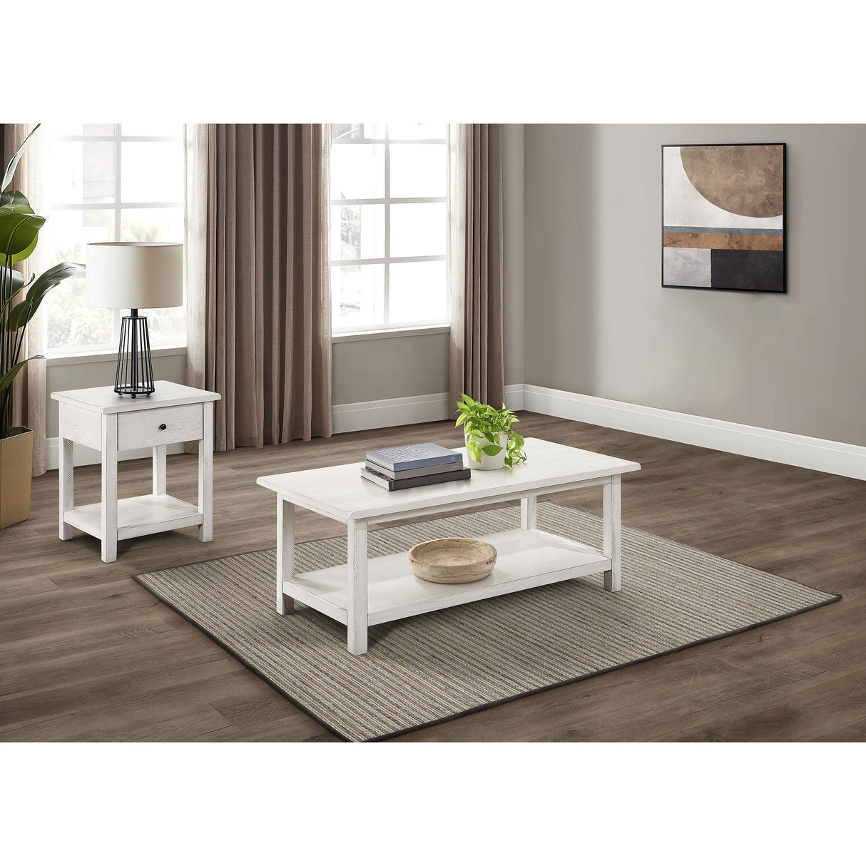Coaster Furniture Payne 710558-S2 2-piece Coffee and 1-drawer End Table Set - White IMAGE 2