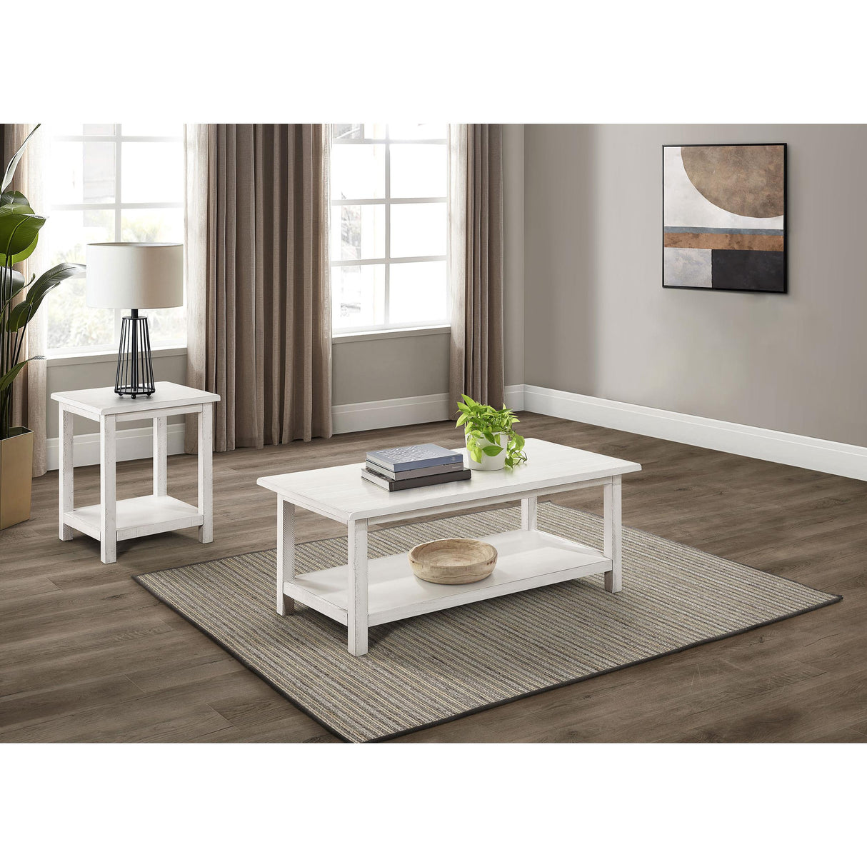 Coaster Furniture Payne 710558-S2A 2-piece Coffee and End Table Set - Distressed White IMAGE 2