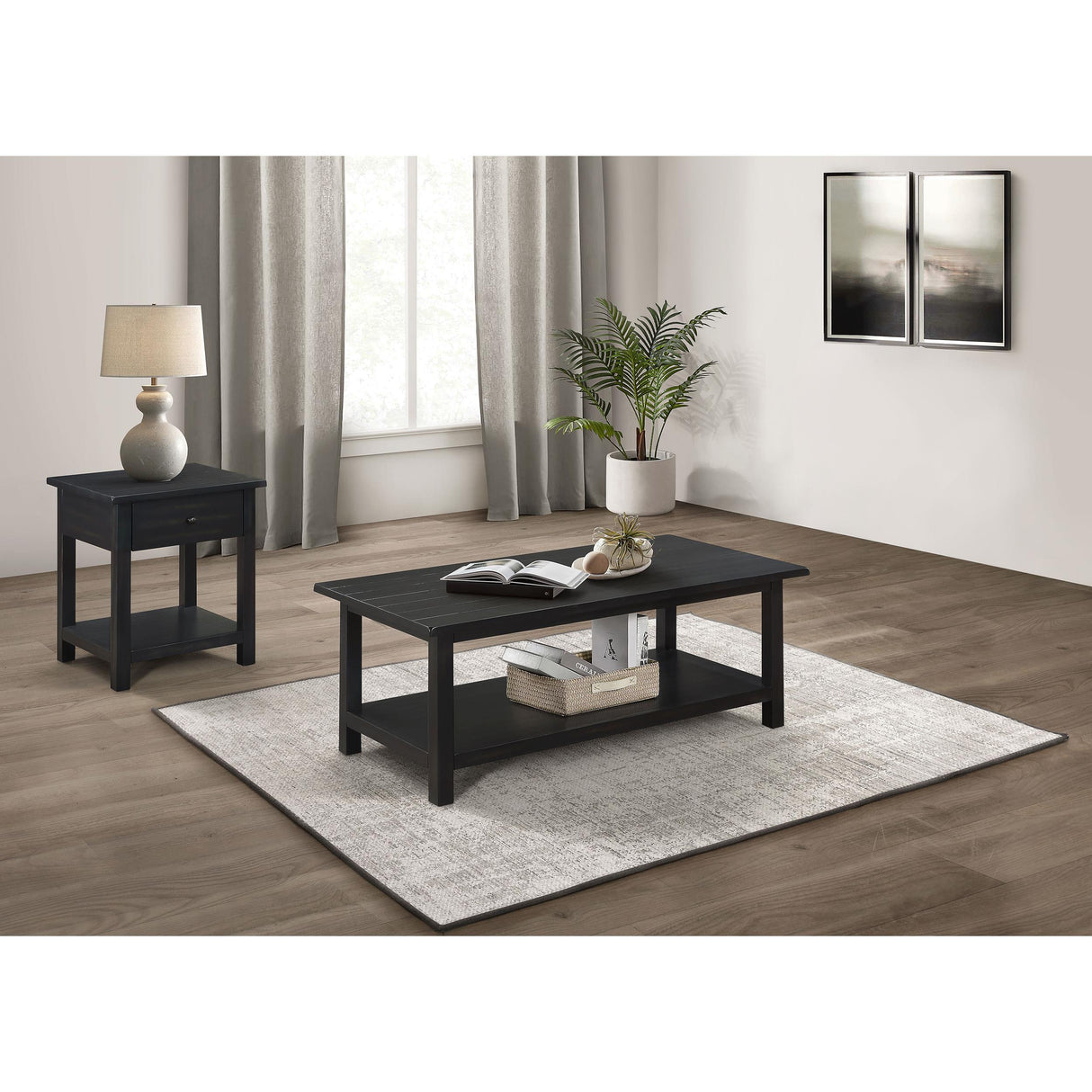 Coaster Furniture Payne 710568-S2 2-piece Coffee and 1-drawer End Table Set - Java IMAGE 2