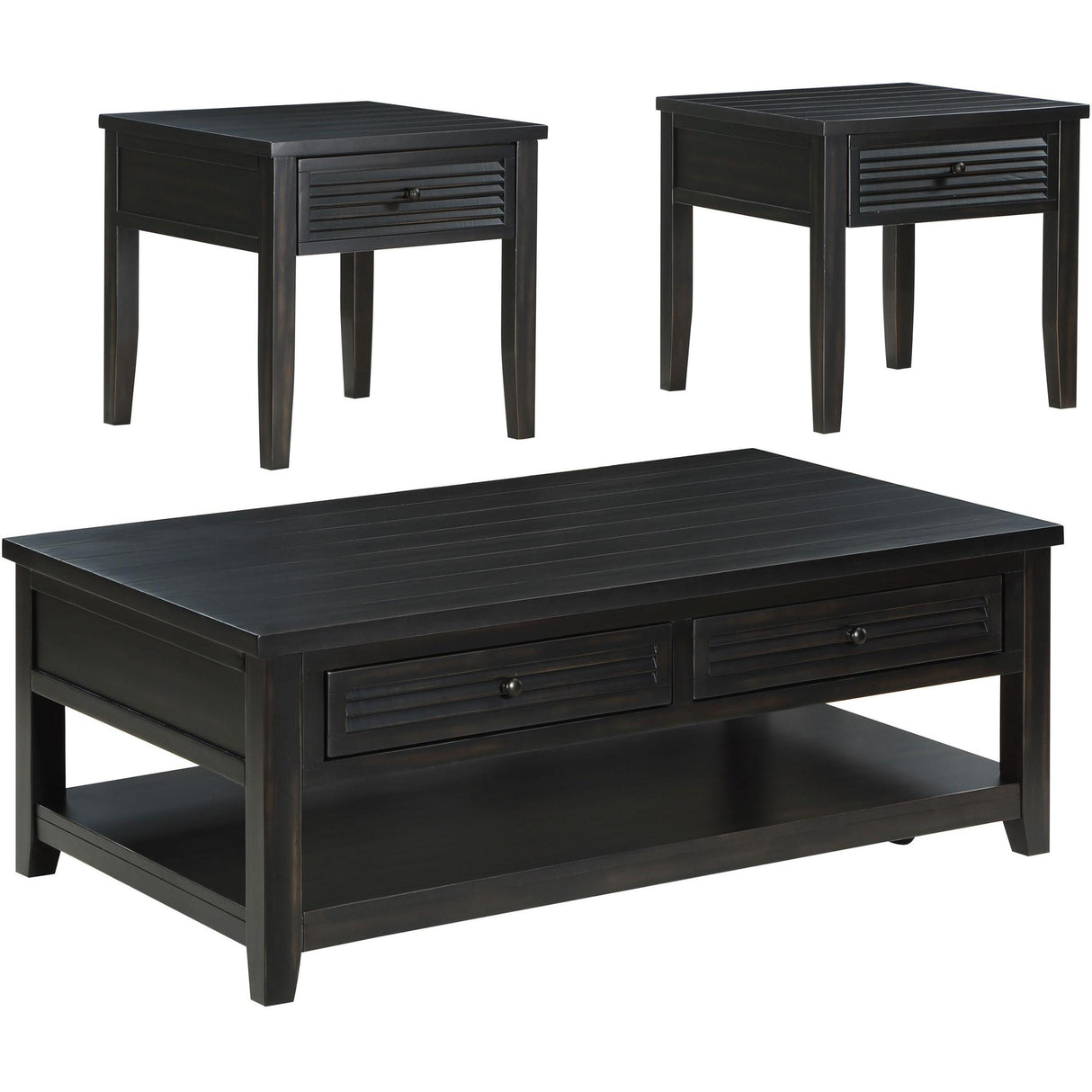Coaster Furniture Concord 710578-S3 3-piece Coffee and End Table Set - Distressed Java IMAGE 2